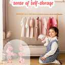 Kids Clothing Rack with Storage Box, Kids Dress Up Rack, Dance Costume Garment Rack for Hanging Clothes,Garment Rack for Hanging Clothes Organizer, Bamboo (Natural)