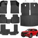 Floor Mats for 2018-2025 2026 Volkswagen Atlas 7 Seats (NOT for Cross Sport), All Weather Cargo Mat Trunk Mat TPE Trunk Liner Back Seat Cover for VW Atlas Car Accessories