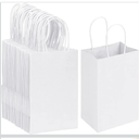 RACETOP White Paper Bags with Handles Bulk,8"x4.5"x10.8" 50Pcs,Kraft Paper Bags Party Favor Bags Shopping Bags Kraft Bags White Paper Gift Bags with Handles Bulk