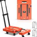 SOYO Folding Hand Truck, 500lbs Heavy Duty Dolly, Portable 6 Wheels Collapsible Luggage Cart with 2 Elastic Ropes for Moving, Travel, Shopping, House Office Use, Orange