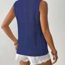 Bsubseach Womens Crochet Sleeveless Top Summer Hollow Out Crochet Sweater Vest Mesh Vacation Beach Cover Ups (Blue, M)
