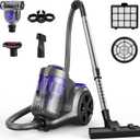 Aspiron 1700W Canister Vacuum Cleaner, 45Kpa Bagless Vacuum Cleaner, Multi-Cyclonic Filtration, 2 Anti-Allergen HEPA Filters, 3.5QT Dust Cup, 4 Tools, Corded Vacuum for Hard Floor, Pet Hair, Violet