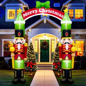 10FT Giant Christmas Inflatables Outdoor Decorations, Inflatable Nutcracker Soldier Archway with Built-in LEDs, Christmas Blow Up Yard Decorations for Xmas Party Lawn Holiday Garden Decor
