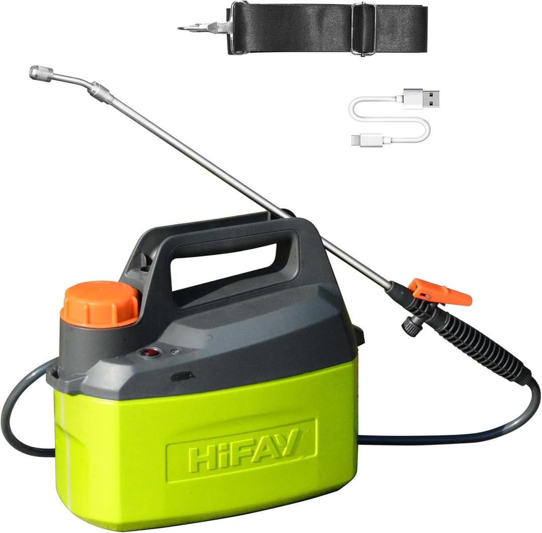 ES4 Electric Sprayer 1 Gallon Built-in 4000mAh Rechargeable Battery, Copper-Nickel Spray Nozzle Makes The Spray More Delicate, The Telescopic Spray Rod Can Reach Further (Green)