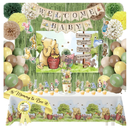 Winnie Baby Shower Decorations – the Pooh Balloons, Backdrop, Welcome Baby Banner, Tablecloth, Cake Toppers, Pompoms, Sash & More – Classic Pooh Baby Shower Theme Party Decor