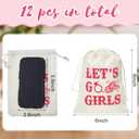 Dunzy 12 Pieces Let's Go Girls Party Bags Bachelorette Western Cowgirl Recovery Bags with Drawstring Bridal Shower Party Favor Wedding Bachelor Party Supplies(5.9 x 7.9 Inch)