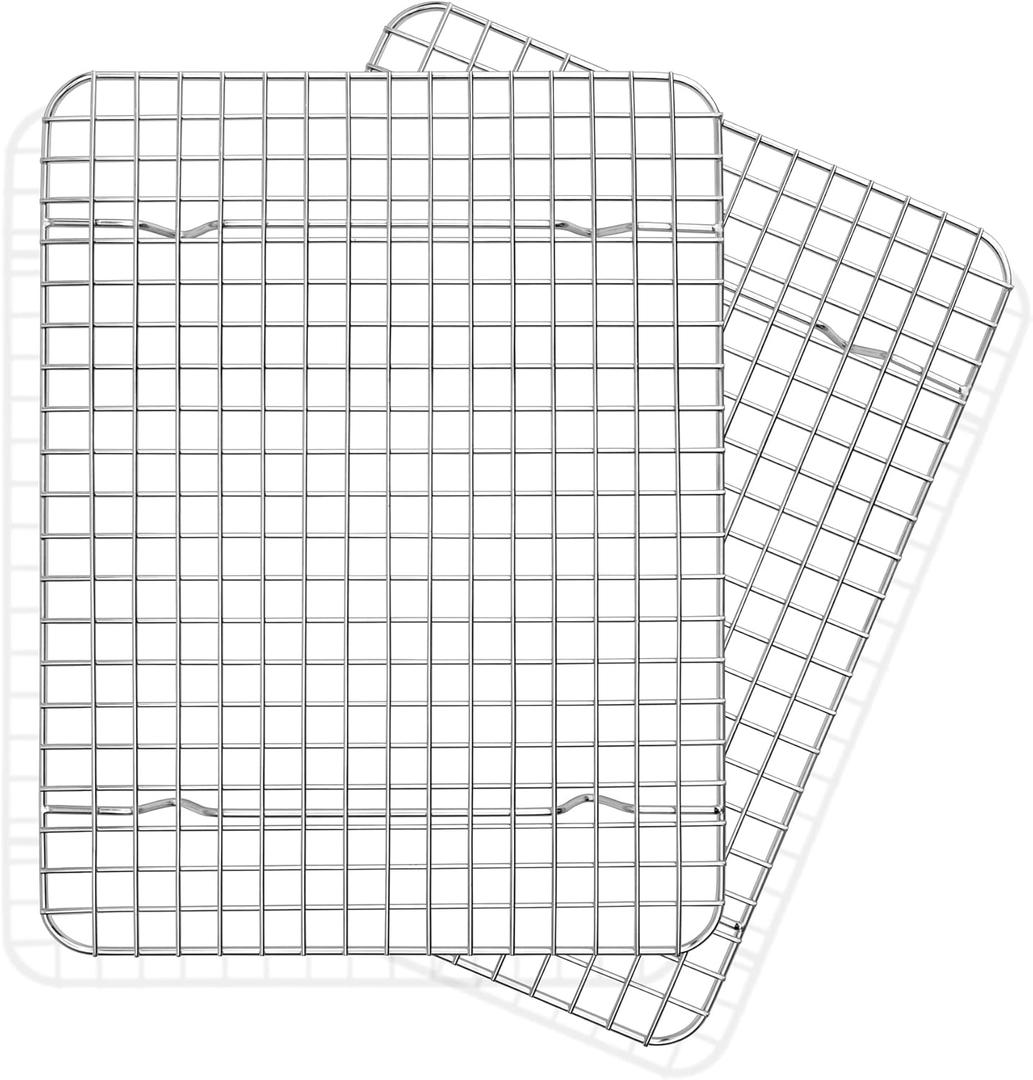 TeamFar Cooling Rack, 2 Pack Stainless Steel Grid Baking Rack for Cooking Roasting Grilling Drying, 11.75x 9 Small Metal Toaster Oven Rack for Cookies Meat, Non-Toxic & Heavy Duty, Dishwasher Safe