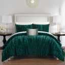 Chic Home Westmont 4 Piece Comforter Set Crinkle Crushed Velvet Bedding-Decorative Pillow Shams Included, Queen, Green