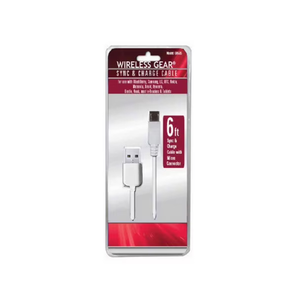 Wireless Gear 6 Ft Sync & Charger White Micro USB Cable