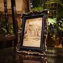 5x7 Vintage Picture Frame, Antique Black and Gold Ornate Photo Frame for Wall Hanging or Tabletop Display, Retro Home Decor, Photo Gallery Art