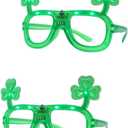 BinaryABC St.Patrick's Day Shamrock LED Light Up Glasses Eyeglasses Frames, St.Patrick's Day Party Favors, 2Pcs