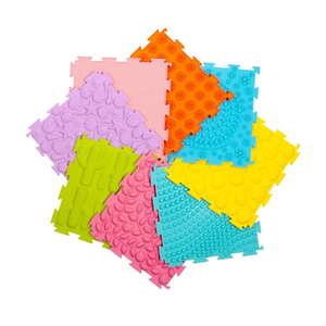 8 Pcs Sensory Mats, Sensory Tiles Puzzle Floor Mat for Kids Sensory Room Items，Different Patterns and Colors - Silicone Massage Orthopedic Mat for Children with Autism