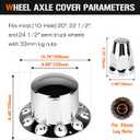 Aeagle Dome Rear Axle Cover Combo Kits for Semi Truck Hubs w/Screw-On 33mm Lug Nut, ABS Plastic Chrome Plated, 10 Hole Removable Caps, 4Pcs
