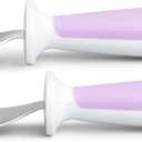 Munchkin Raise Toddler Fork and Spoon Utensil Set, Rest Keeps Tip Off Table, BPA Free, 6 Pack, Purple