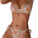 SOLY HUX Women's Floral Print Bikini Sets Underwire Tie Side Bathing Suits Two Piece Swimsuit, Multicoloured Floral, Medium