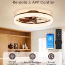 VOLISUN Low Profile Ceiling Fans with Lights and Remote, 20in Fandelier Ceiling Fan Flush Mount, 3000K-6500K Smart Bladeless LED Fan Light, Farmhouse Ceiling Fans with Lights for Bedroom(Wood)