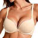 Padded Push Up Bras for Women Bombshell Add Cup Size Plunge Everyday T-Shirt Bra Underwire Support