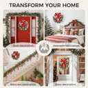 Pinkpum Lighted Christmas Wreath for Front Door Decor 16.5" Green Winter Wreath with LED String Lights for Home Wall Window Porch Farmhouse Indoor Outdoor Decorations Berries Pine Cones Bow 1 Pack