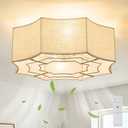 Epinl 20" Boho Ceiling Fan with Lights, Low Profile Flush Mount for Bedroom, Large