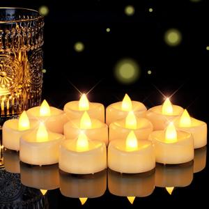 5plots Flameless Candles, 100 Pack LED Tea Lights Candles Battery Operated, Electric Tea Lights, Flameless Tealight Candles for Halloween Diwali Fall Christmas Wedding (Ivory Shell- Warm White Light)