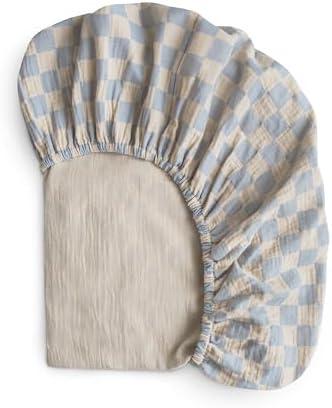 Fitted Crib Sheet | 192 Thread Count | 23"x 37" (Blue Check)