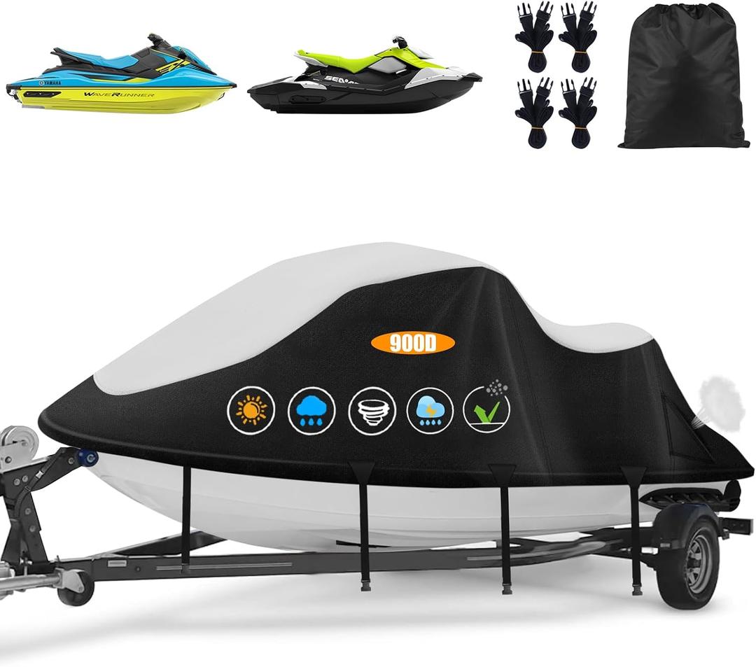 Jet Ski Cover 900D Waterproof for 2-3 Seater,Heavy Duty PWC Cover 136"-145"