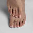 BTArtbox Press on Toenails Short, White French Tips Press on Toe Nails Square, Light Weight & Fit Perfectly Glazed Glue On Toenails with Glue, Fake Toe nails in 16 Sizes- 32 Kit, Hope Hope