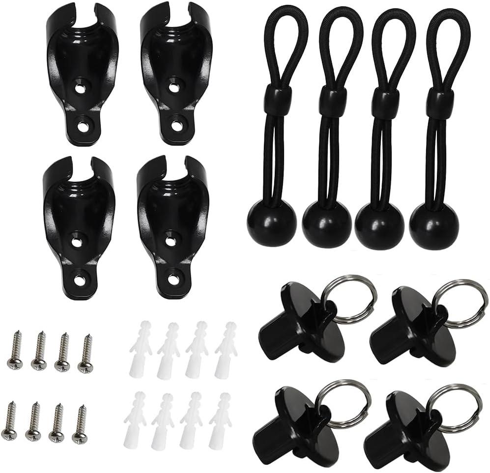 Replacement Shade Parts Bungee End Cap Kit for Exterior Cordless Roller Shades Outdoor Blinds 2 Sets (Black)