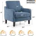 VINGLI Mid Century Modern Accent Chair,Navy Blue Chenille Chairs for Living Room Upholstered Armchair with Scooped Arms for Bedroom,Apartment,Studio,Office,Waiting Room, 29.9 Inches X 30.7 Inches X 33 Inches