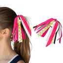 Softball Hair Ties with Ribbons Pink Hair Accessories for Women Softball Ribbon Hair Band Tassels Ponytail Holders Cheer Hair Bows for Girls Softball Streamers for Hair Scrunchie for Cheerleaders