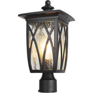 JYZ Outdoor Post Lights Lamp Post Light Fixture, 18'' Pole Lantern with E26 Base 60W Max & Waterproof Aluminum Housing Plus Water Ripple Glass,Fence Post Deck Lighting for Garden, Patio, Pathway (Large)