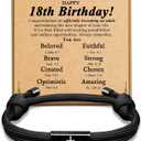 PEALICIOUS 18th Birthday Gifts for Boys, 18th Birthday Bracelets as 18th Birthday Decorations for Boys, Meaningful Christian Gifts with Happy 18th Birthday Card for 18 Year Old Son Grandson Nephew