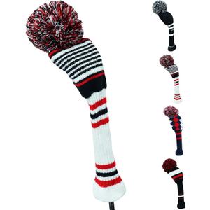 Golf Head Covers Knitted Woods Driver Fairway Hybrid Pom Pom Cover Washable Soft Kint Headcover 1 3 5 for Men Women Kids Sold in Separate