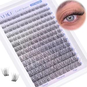 Natural Lash Clusters Wispy Cluster Eyelash Extensions 168pcs Individual Lashes 8-16mm C-Curly DIY Lash Extension Natural Look Soft Thin Band Cluster Lashes by ALICE