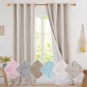 Deconovo 100% Blackout Curtains for Living Room, Double-Side Room Darkening Curtains for Bedroom, Faux Linen Drapes (Linen, W52 x L84, 2 Panels)