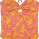 Roxy Girls' One-Piece Swimsuit with UPF 50+ Sun Protection, Quick Drying Bathing Suit (12, Golden Rays)
