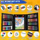 All in One Art Supplies, Art Kit Includes Origami & Paper-Cutting Crafts, Easel, Colored Pencils, Crayons, Drawing Book, Coloring Book, Watercolor Markers and More, Art Set for Kids Girls Boys, Black