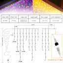 Warm Color to Multicolor Color Changing Icicle Christmas Light with Remote, 480 LED 39.3ft Christmas String Lights Outdoor Waterproof with 80 Drops for House Eave, Window, Hallway Xmas Decorations
