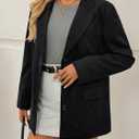 LILLUSORY Blazers for Women Business Casual Long Sleeve Suits Faux Suede Jackets Coats Work Blazer with Pockets Fall Clothes (Black)