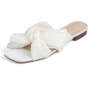 MICIFA Women's Bow Flat Sandals Open Toe Summer Comfort Slip on Slide Sandals Bridal Wedding Dress Shoes, Size 6.5