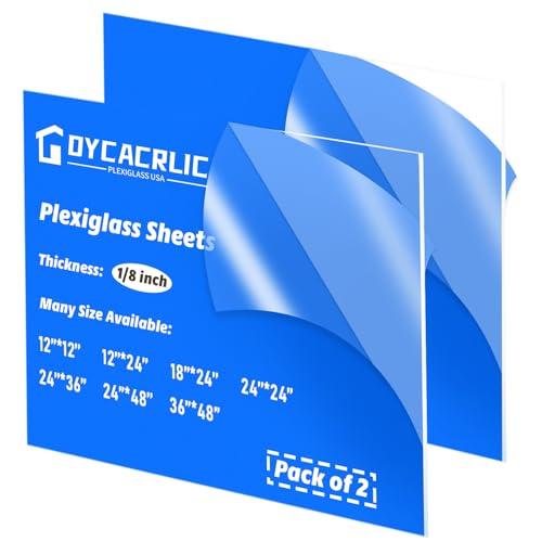 DYCacrlic 2 Pack 24x36 Clear Acrylic Plexiglass Sheet 1/8 Thick Cast Acrylic Sheet, 3mm Transparent Acrylic Board - 24x36 Plexi Glass Perspex Panel for Painting Shelf DIY Wedding Signs Cut to Size