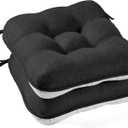 BETU Black Chair Cushions for Dining Chairs Set of 2,3.5" Thick Kitchen Table Chair Pads with Ties,Non Slip Backing and Covers,Seat Cushion for Dining Room,Bar,Patio Chairs,15.5"X15.5"X3.5",Black