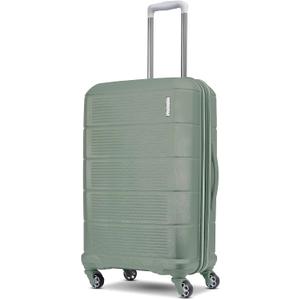 American Tourister Stratum 2.0 Expandable Hardside Luggage with Spinner Wheels, Checked-Medium, Jade Green, 24-Inch Checked-Medium