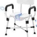 U-Shaped Shower Chair Seat, 500lbs Shower Seat for Bathtub with Padded Armrests & Back, Adjustable Bath Chair with Reinforced Crossbar, Anti-Slip Shower Seats for Adults,Elderly,Disabled