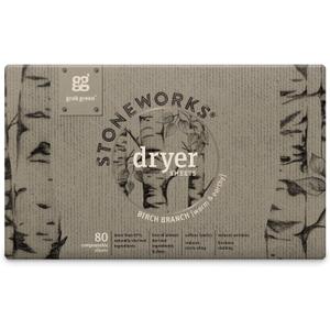 Grab Green, Stoneworks, Dryer Sheets, 80 Compostable Sheets (Birch Branch)