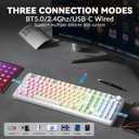 AULA F99 Pro Wireless Mechanical Keyboard-Silent Version,BT5.0/2.4GHz/USB-C Hot Swappable Custom Keyboard,Gasket Structure,Pre-lubed Linear Switches RGB Backlit Computer Gaming Keyboards,White