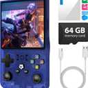 R36MAX Handheld Game Console, Retro Gaming Console with 4000mAh Battery 4.0”IPS Screen, Open Source Linux System, with 64GB TF Card Portable Video Gaming Console, Transparent Blue