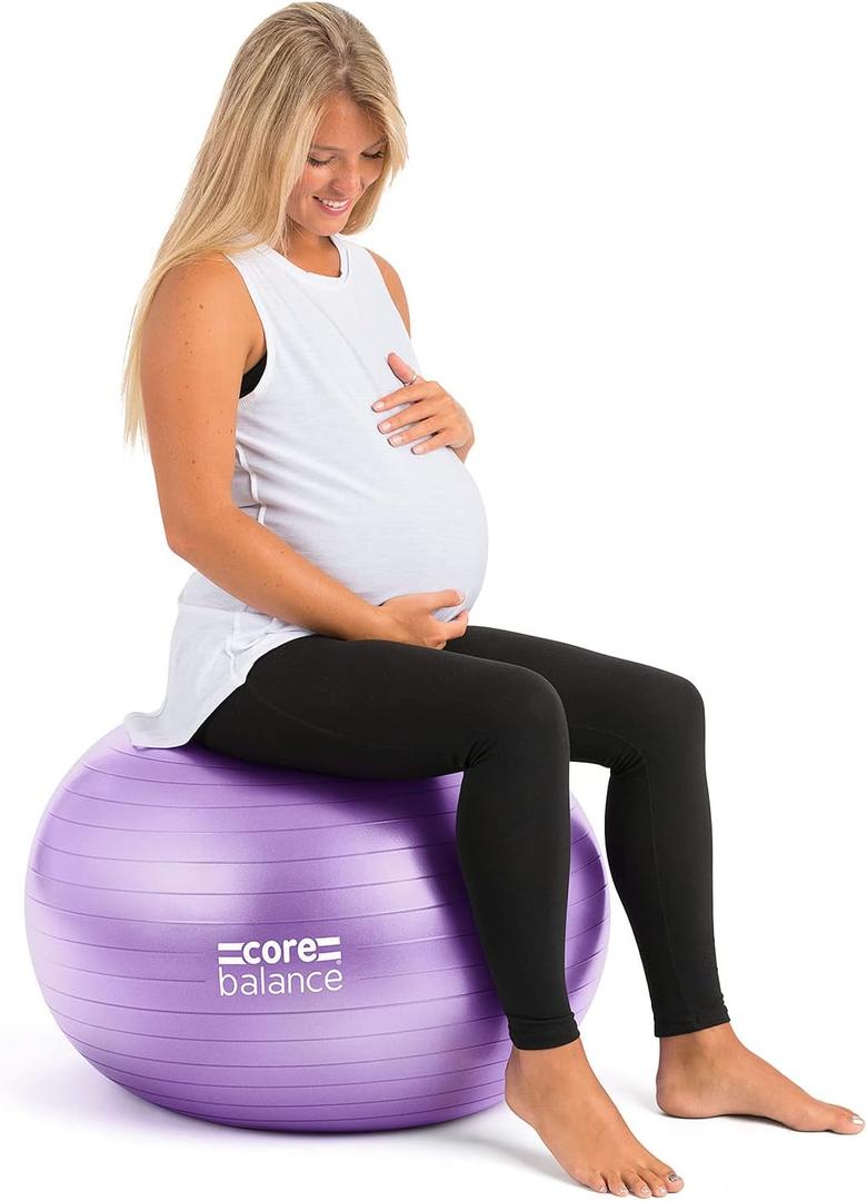Pregnancy Ball with Air Pump - Ideal for Prenatal Yoga, Pilates, and Maternity Exercises, Doubles as Office Chair, Stability and Balance Training, Physical Therapy Equipment (22-33") (55cm)