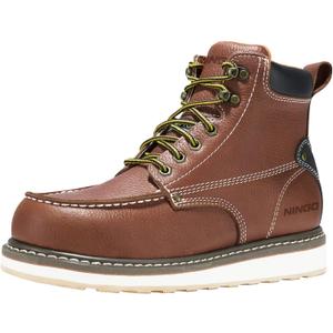 HISEA NINGO Steel Toe Work Boots for Men, Mens Work Boots Industrial & Construction Water Resistant Slip Resistant Boot,Composite Toe Safety Shoes Size 8.5