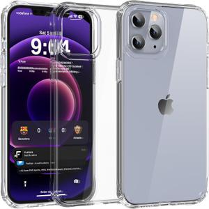 2 x DEERLAMN Clear Case for iPhone 12 Pro Max 6.7-Inch, [Not Yellowing] [Anti-Scratch] 8ft Multi-Drop Protection Slim Clear Phone Case with Shockproof Bumper, Clear
